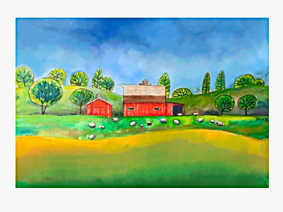 Watercolor and Ink: Barn Scene